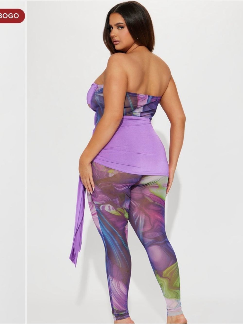 Fashion Nova Lavender Multi-Color Strapless Jumpsuit